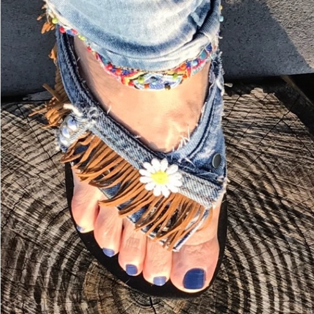 Blue Denim Flip Flops - Picture 3 of 4